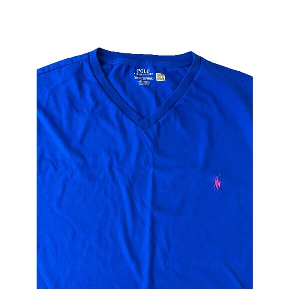 Polo Ralph Lauren Men's T-Shirt XXL V-Neck Royal Blue Classic Fit Jersey 2XL - Picture 2 of 9